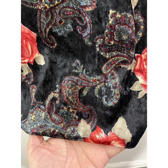 Whimsigoth Fairygoth Witchy 90s 3X Romantic Goth Floral Peasant Velvet Tunic Top - Picture 6 of 12